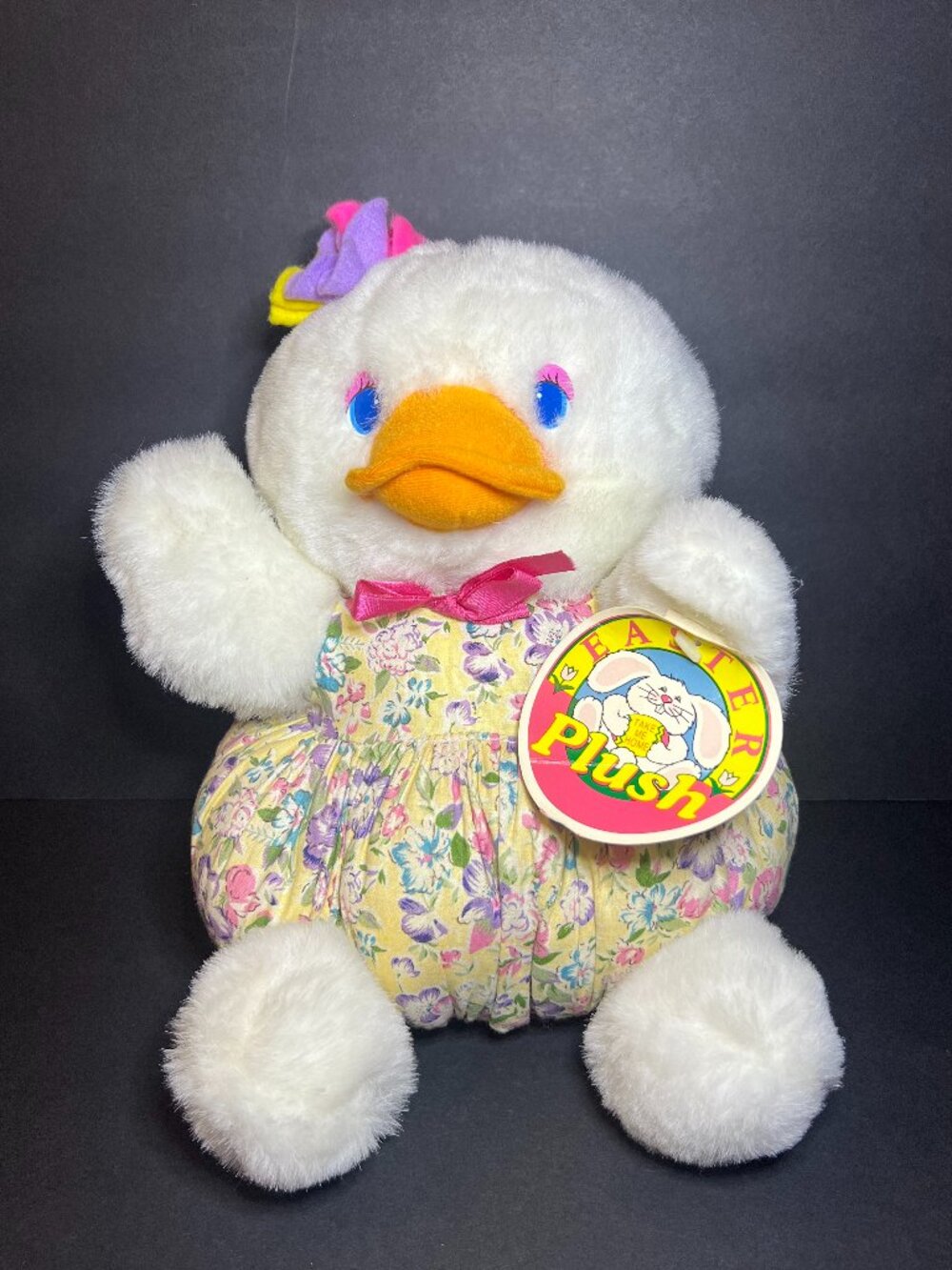 Vintage 1993 Rare YDC Easter Plush Stuffed Baby Duck Duckling w/ Floral Overalls